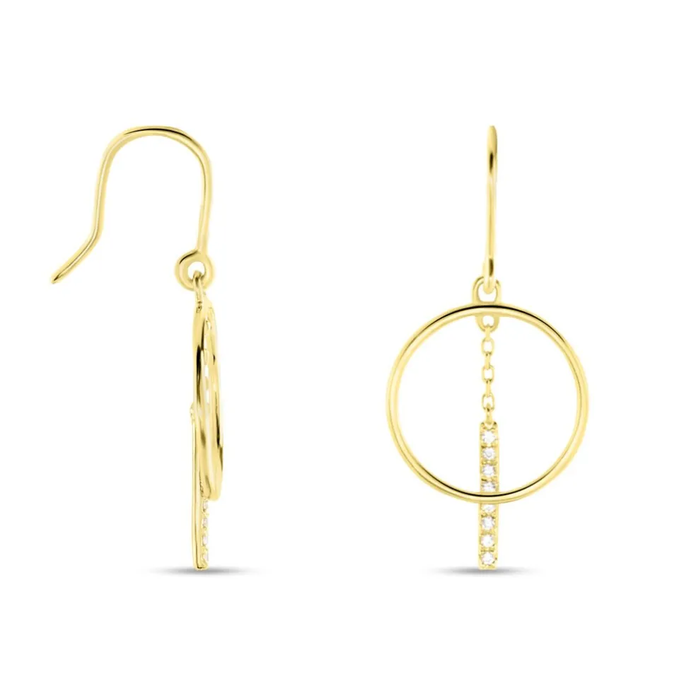 Boucles D'oreilles Pendantes Or Jaune Guda Oxyde De Zirconium