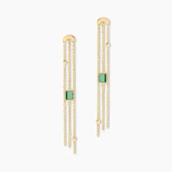 Boucles D'oreilles Pendantes Mirage Or Jaune Malachite