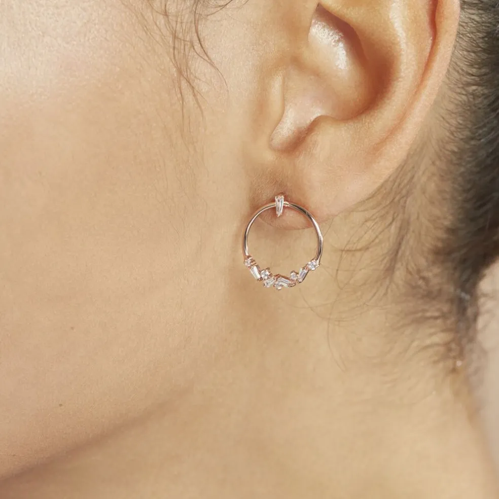 Boucles D'oreilles Pendantes Celene Argent Rose Oxyde De Zirconium
