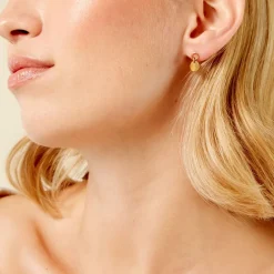 Boucles D'Oreilles Pendantes Finesse Acier Jaune