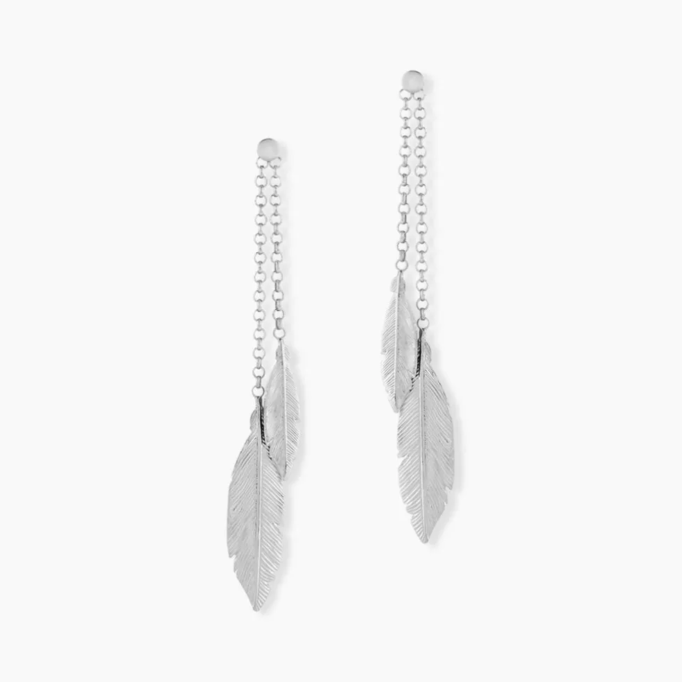 Boucles D'oreilles Pendantes Euriell Argent Blanc