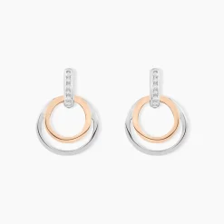 Boucles D'oreilles Pendantes Eloisia Or Bicolore Diamant