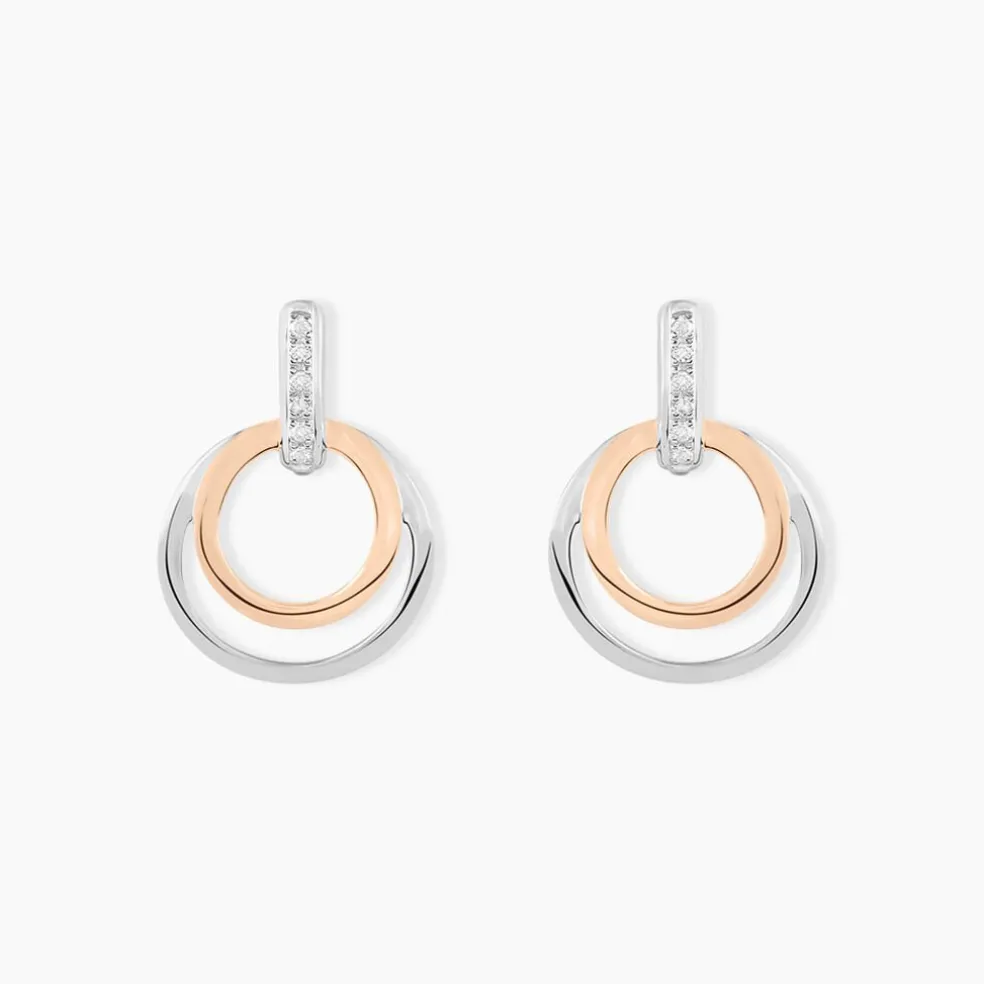 Boucles D'oreilles Pendantes Eloisia Or Bicolore Diamant