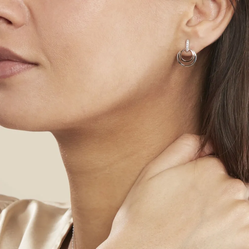 Boucles D'oreilles Pendantes Eloisia Or Bicolore Diamant