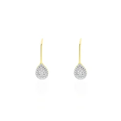 Boucles D'oreilles Pendantes Ursanne Or Jaune Diamants