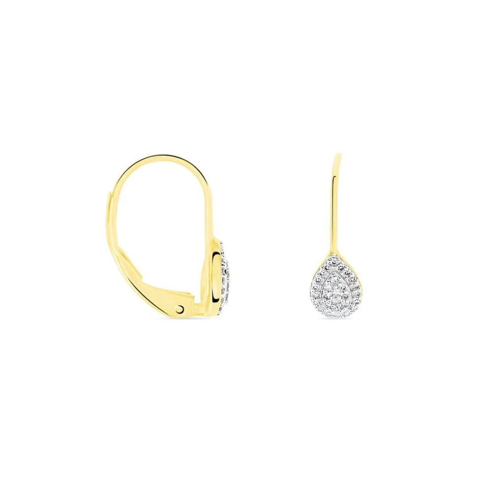 Boucles D'oreilles Pendantes Ursanne Or Jaune Diamants
