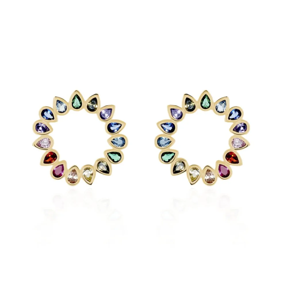 Boucles D'oreilles Pendantes Plaqué Or Jaune Ethem Pierres