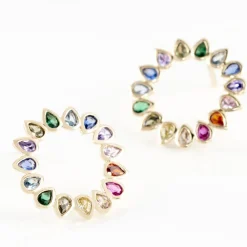 Boucles D'oreilles Pendantes Plaqué Or Jaune Ethem Pierres