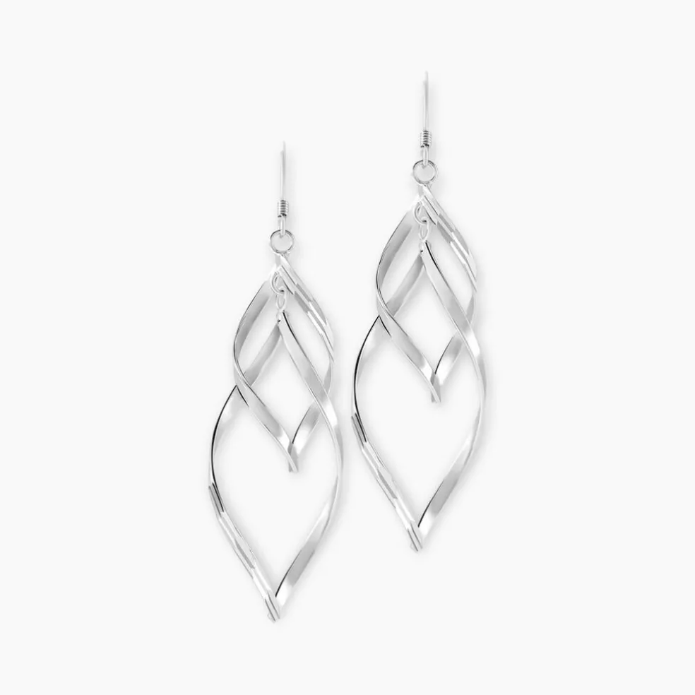 Boucles D'oreilles Pendantes Lisi Argent Blanc