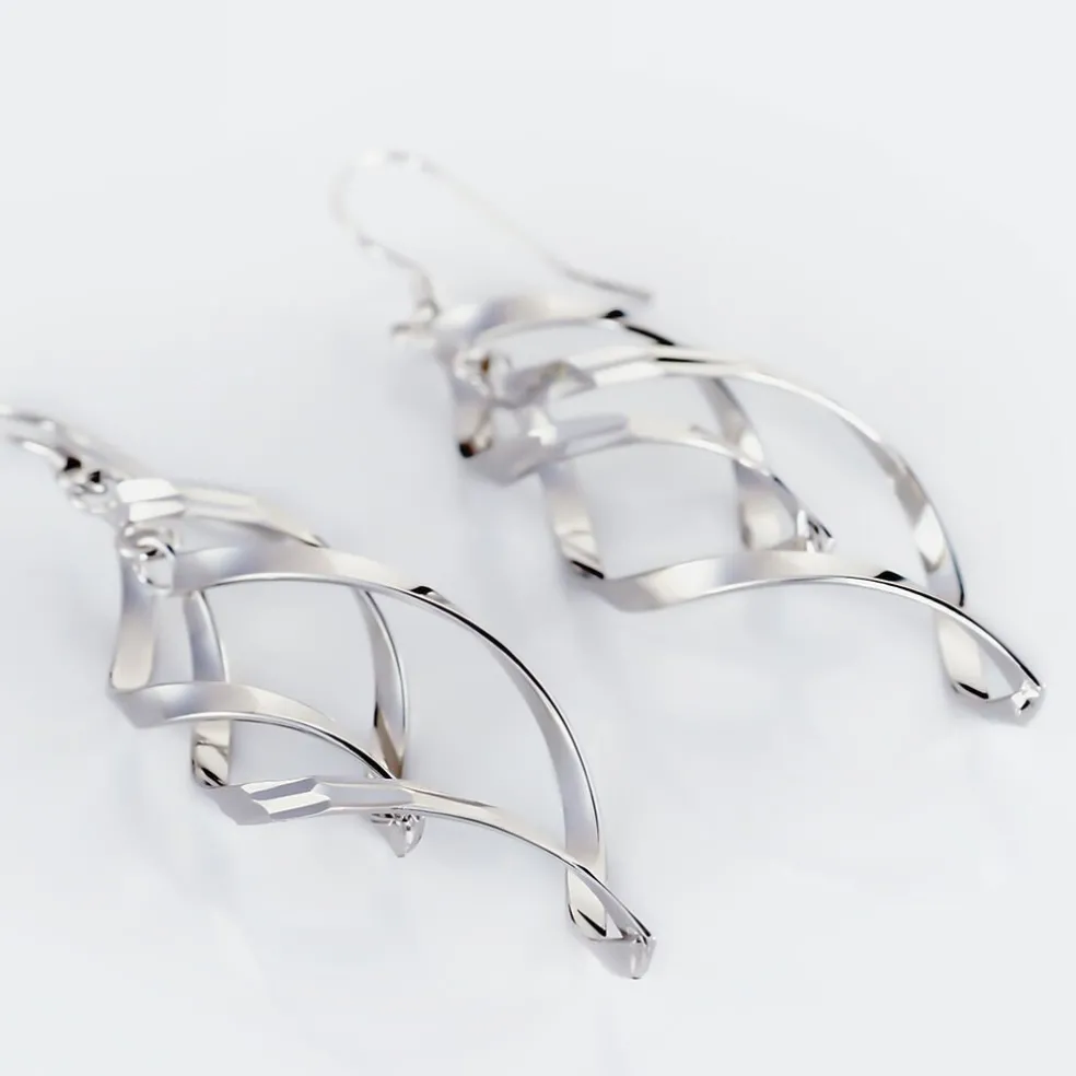 Boucles D'oreilles Pendantes Lisi Argent Blanc