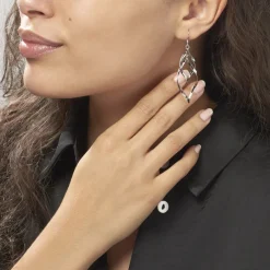 Boucles D'oreilles Pendantes Lisi Argent Blanc