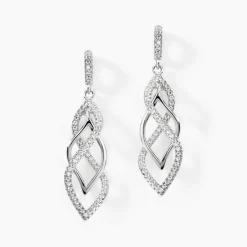 Boucles D'oreilles Pendantes Malika Argent Blanc Oxyde De Zirconium