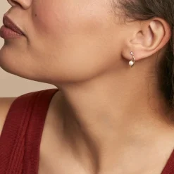 Boucles D'oreilles Pendantes Orientale Or Jaune Perle De Culture