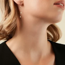 Boucles D'Oreilles Pendantes Jacaline Or Jaune Perle De Culture Oxyde De Zirconium