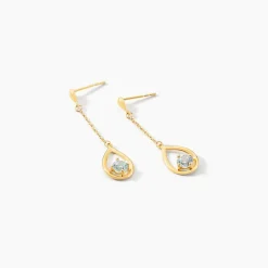 Boucles D'oreilles Pendantes Or Jaune Ossian Topaze