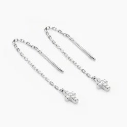 Boucles D'oreilles Pendantes Siem Argent Blanc Oxyde De Zirconium