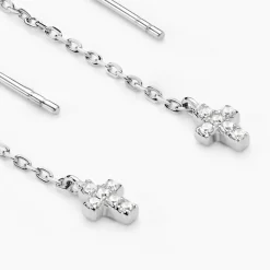 Boucles D'oreilles Pendantes Siem Argent Blanc Oxyde De Zirconium
