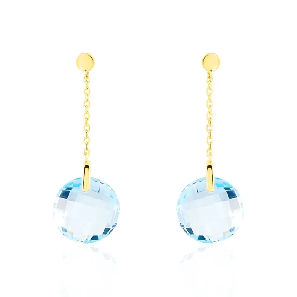 Boucles D'oreilles Pendantes Ludmille Or Jaune Topaze