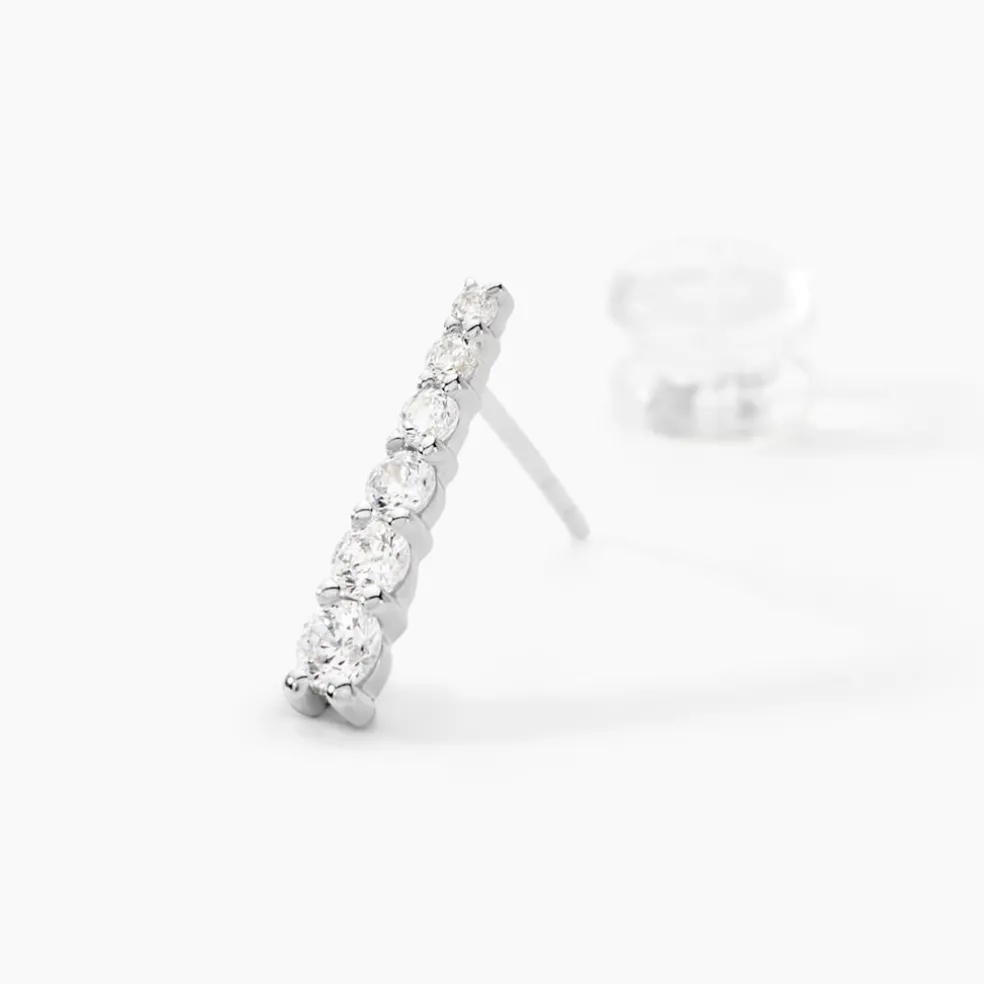 Boucles D'oreilles Pendantes Georas Or Blanc Oxyde