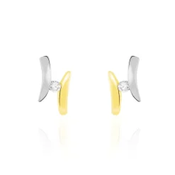 Boucles D'oreilles Pendantes Ascagne Or Bicolore Oxyde De Zirconium