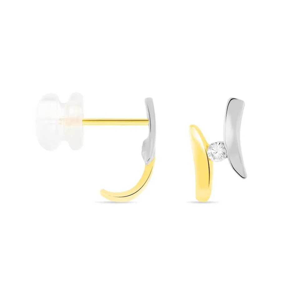 Boucles D'oreilles Pendantes Ascagne Or Bicolore Oxyde De Zirconium