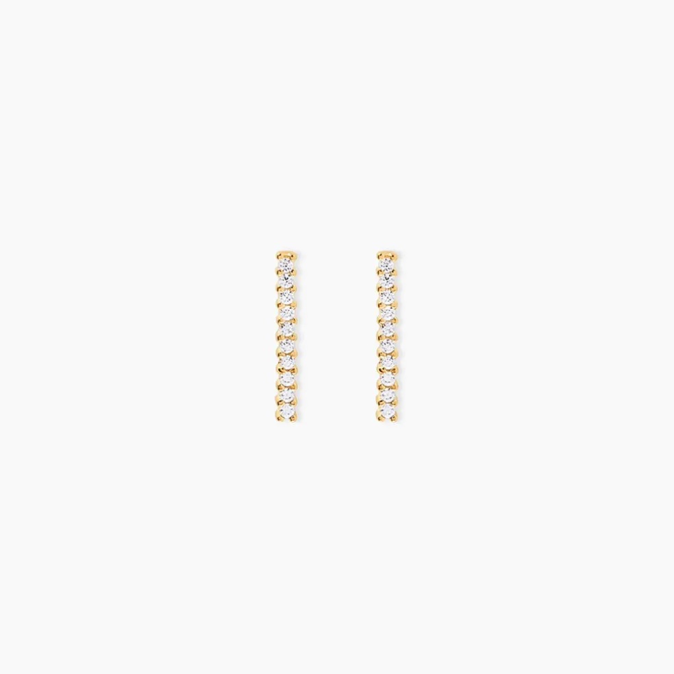 Boucles D'oreilles Pendantes Priscilla Or Jaune Oxyde De Zirconium