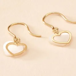 Boucles D'oreilles Pendantes Naïade Or Jaune Nacre