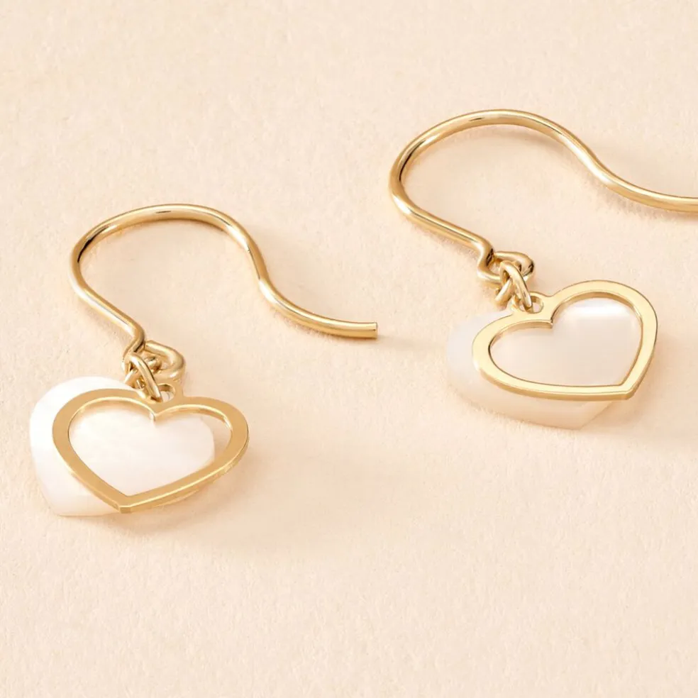 Boucles D'oreilles Pendantes Naïade Or Jaune Nacre