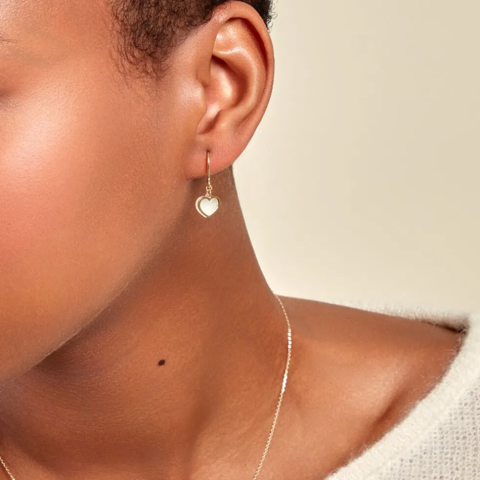 Boucles D'oreilles Pendantes Naïade Or Jaune Nacre