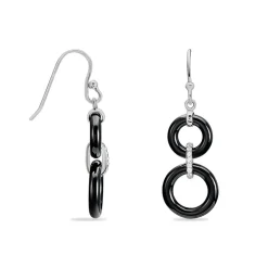 Boucles D'oreilles Pendantes Narcissa Argent Blanc Céramique Et Oxyde