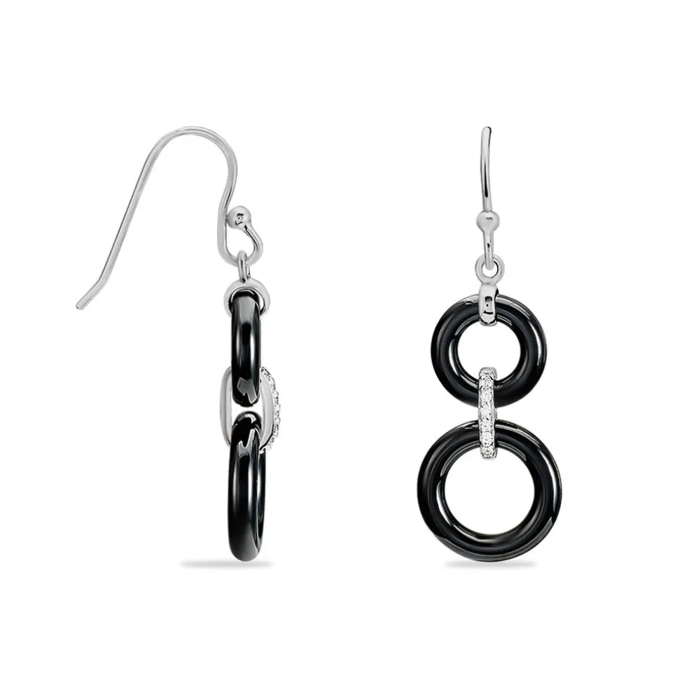 Boucles D'oreilles Pendantes Narcissa Argent Blanc Céramique Et Oxyde