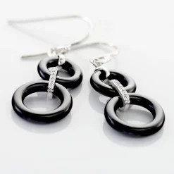 Boucles D'oreilles Pendantes Narcissa Argent Blanc Céramique Et Oxyde