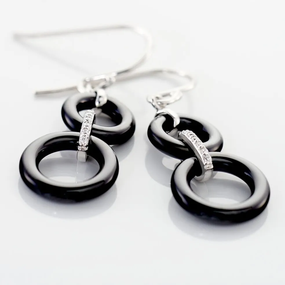 Boucles D'oreilles Pendantes Narcissa Argent Blanc Céramique Et Oxyde