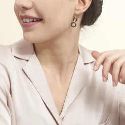 Boucles D'oreilles Pendantes Narcissa Argent Blanc Céramique Et Oxyde