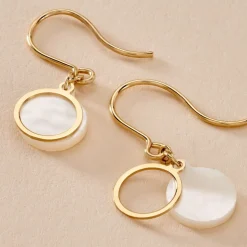 Boucles D'oreilles Pendantes Naïade Or Jaune Nacre
