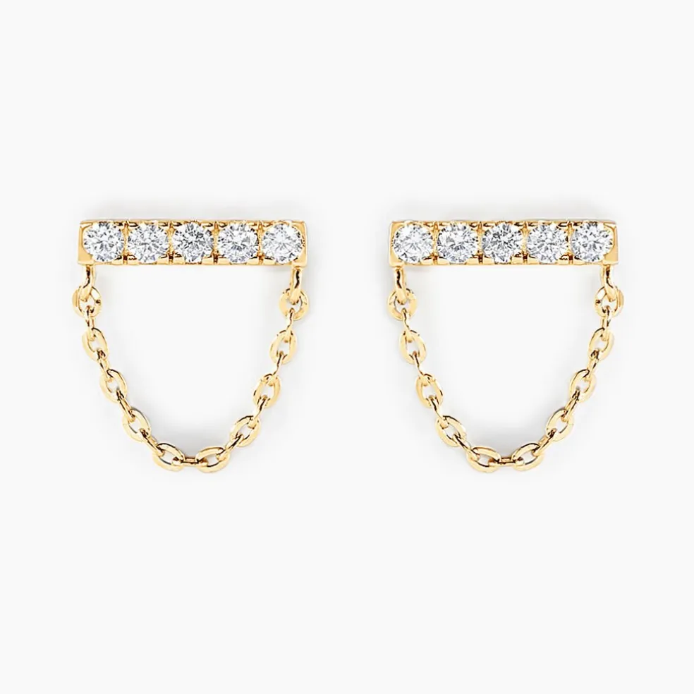 Boucles D'oreilles Pendantes Bartolomeo Or Jaune Oxyde De Zirconium