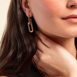 Boucles D'oreilles Pendantes Lyre Acier Jaune