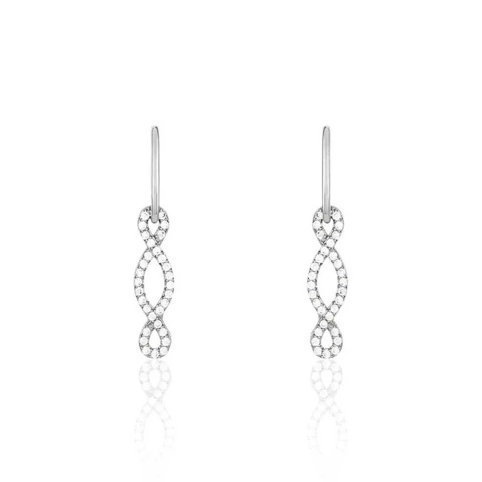 Boucles D'oreilles Pendantes Carla Argent Blanc Oxyde De Zirconium
