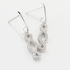 Boucles D'oreilles Pendantes Carla Argent Blanc Oxyde De Zirconium
