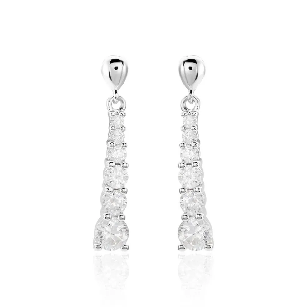 Boucles D'oreilles Pendantes Dervla Argent Rhodié Oxyde De Zirconium