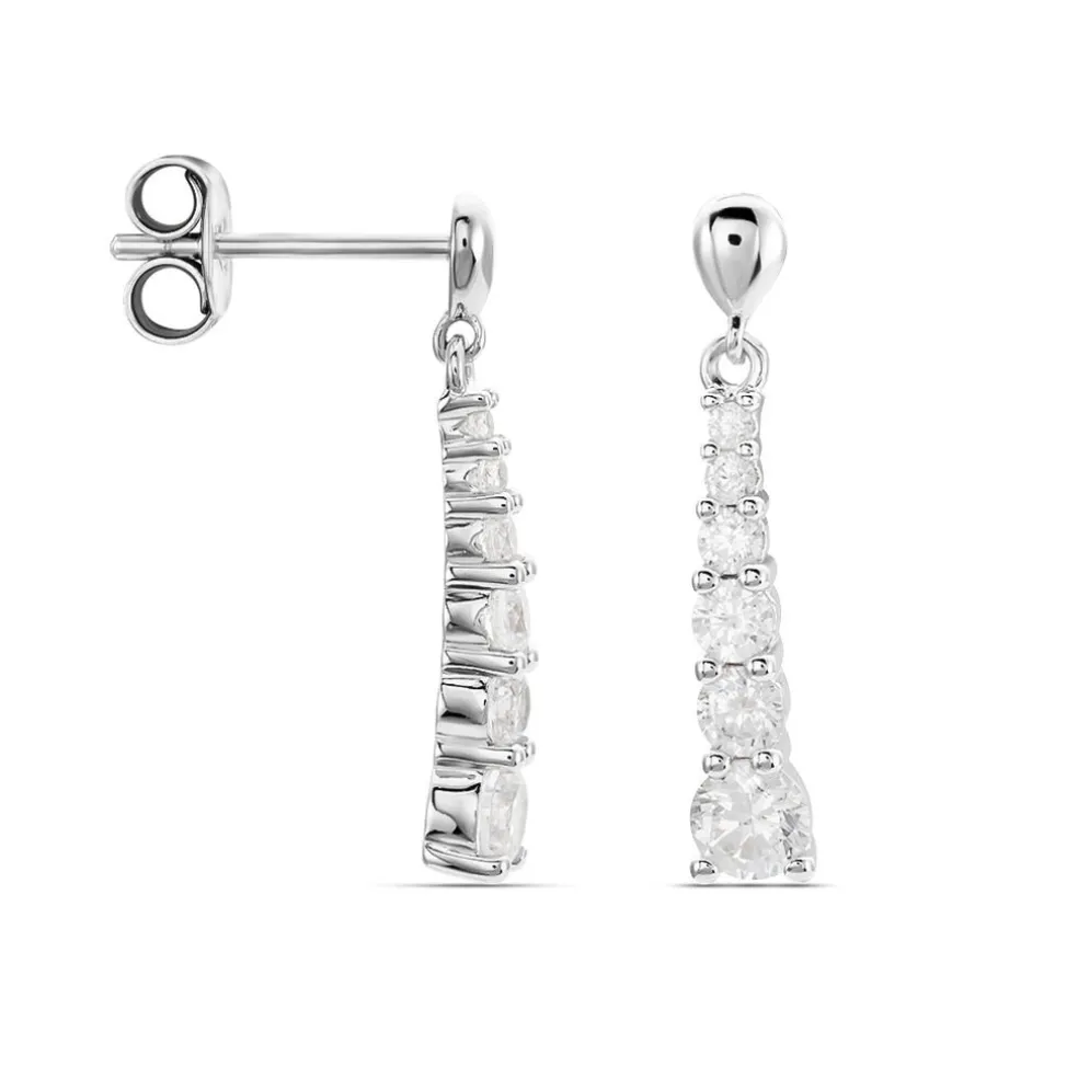 Boucles D'oreilles Pendantes Dervla Argent Rhodié Oxyde De Zirconium