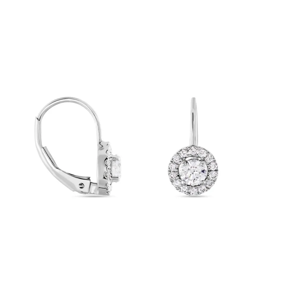 Boucles D'oreilles Pendantes Mentoura Or Blanc Diamant Synthétique