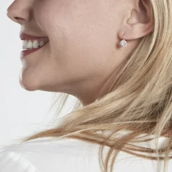 Boucles D'oreilles Pendantes Mentoura Or Blanc Diamant Synthétique
