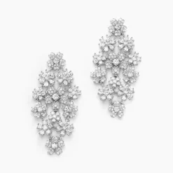 Boucles D'oreilles Pendantes Midnight Flower Argent Blanc Oxyde