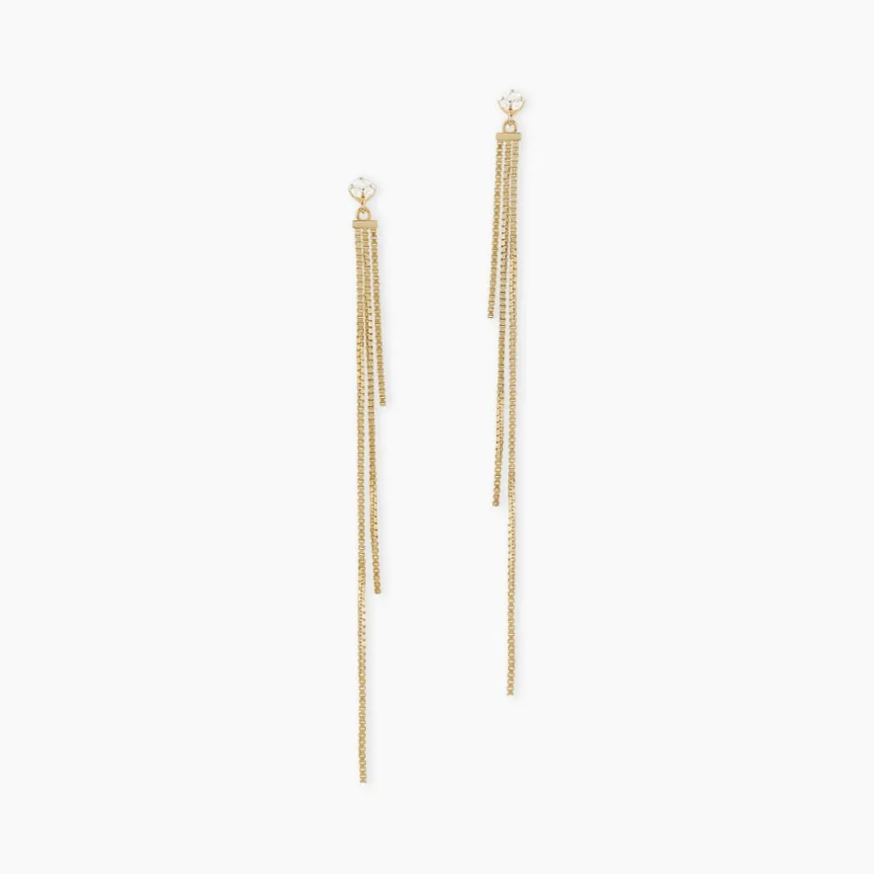 Boucles D'oreilles Pendantes Carrine Or Jaune Oxyde De Zirconium