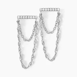 Boucles D'oreilles Pendantes Mircea Argent Blanc Oxyde De Zirconium