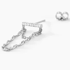 Boucles D'oreilles Pendantes Mircea Argent Blanc Oxyde De Zirconium