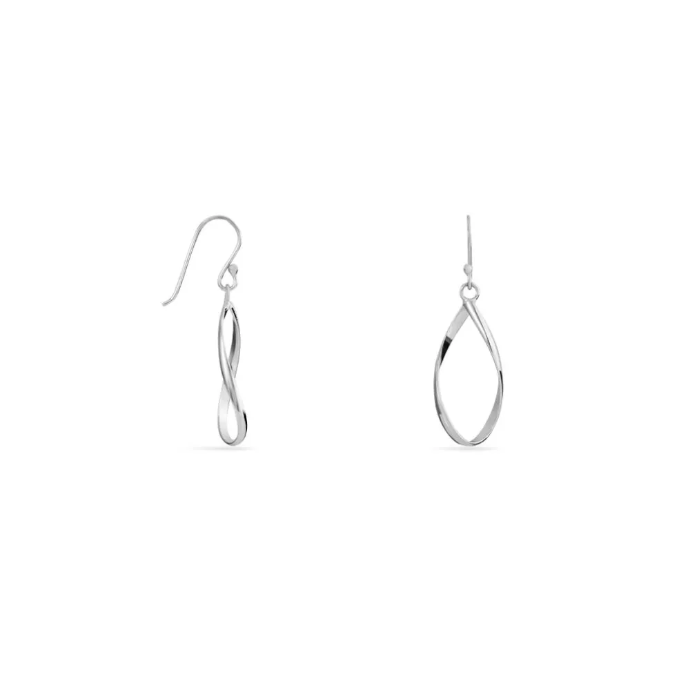 Boucles D'oreilles Pendantes Twisty Argent Blanc