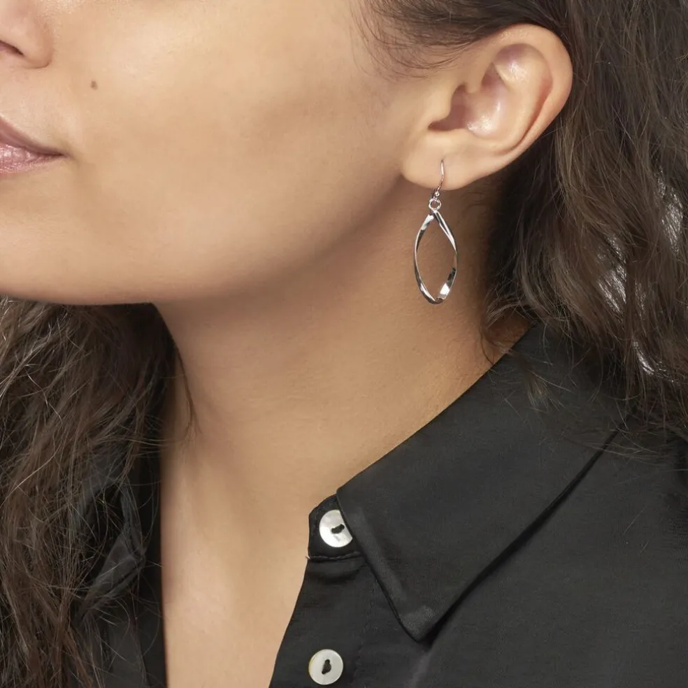 Boucles D'oreilles Pendantes Twisty Argent Blanc