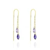 Boucles D'oreilles Pendantes Terence Or Jaune Amethyste
